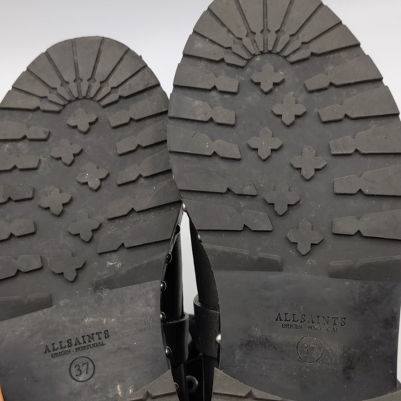 All Saints Leather Embellished Combat Boots 37/6 - Picture 10 of 11